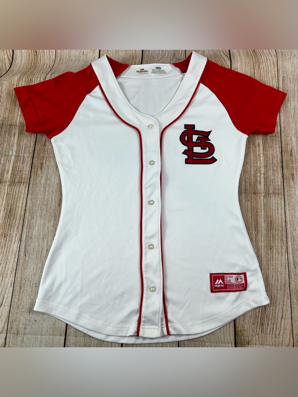 Women’s MLB Majestic St Louis Cardinals Baseball Jersey White Red Size Small